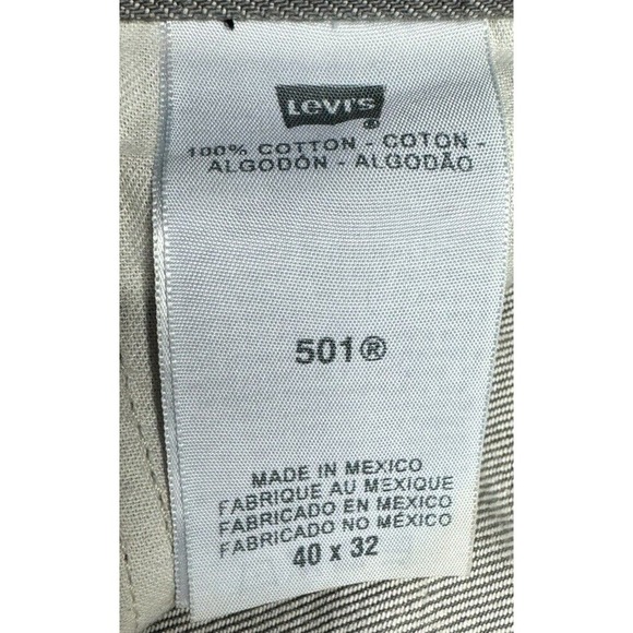 Levi's 501 Men's Gray Button Fly Wide Straight Leg Jeans - Size 40x32 - Picture 7 of 7